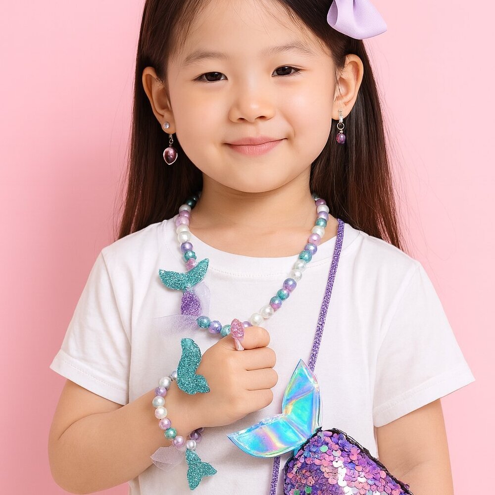 Dress Up for Girls Kids Birthday 7 pieces of mermaid jewelry supplies